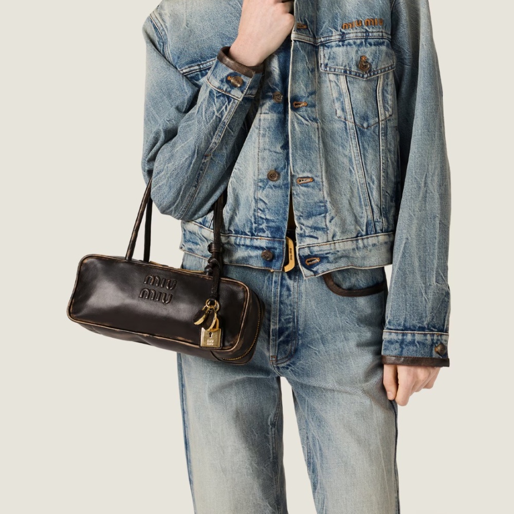 Miu Miu Beau Small Nappa Leather bag Coffee Small